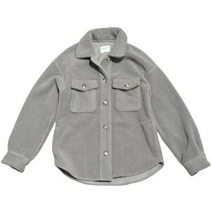 Abercrombie & Fitch Fleece Jacket Womens S Small Taupe Brown Utility Coat Warm